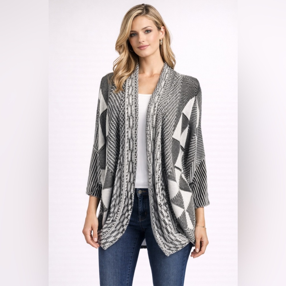 Anthropologie Paper Crane Cotton Cardigan Blue Gray Sweater S Small Cozy